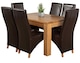 image 1 of Dakota 127 x 82cm Oak Small Dining Table and 6 Lola Leather Chairs | Brown | Brown