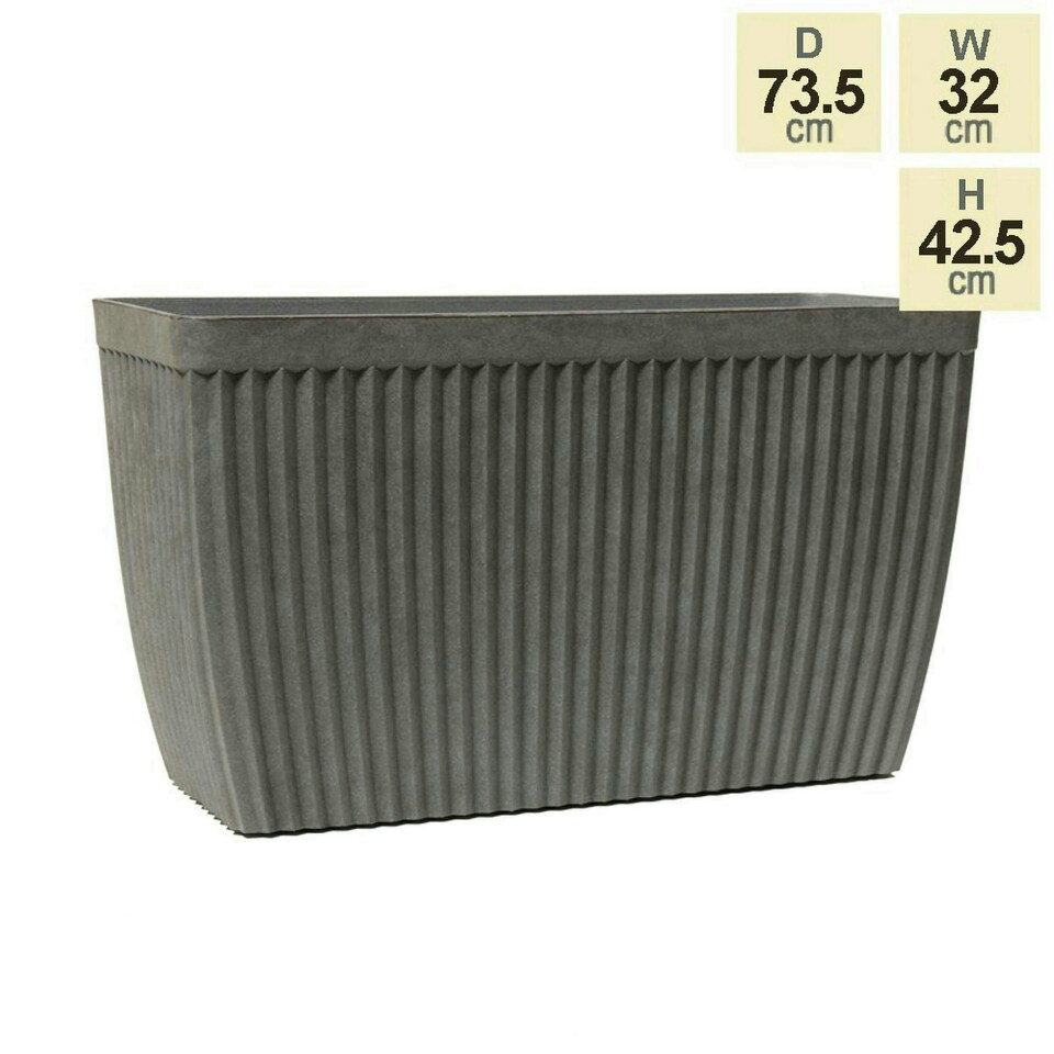 image 1 of Primrose Garden Outdoor Trough Patterned Resin Planter in Artisan Grey 73cm