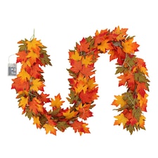 Living and Home Maple Leaf Garland with Lights - 2m Halloween Decor