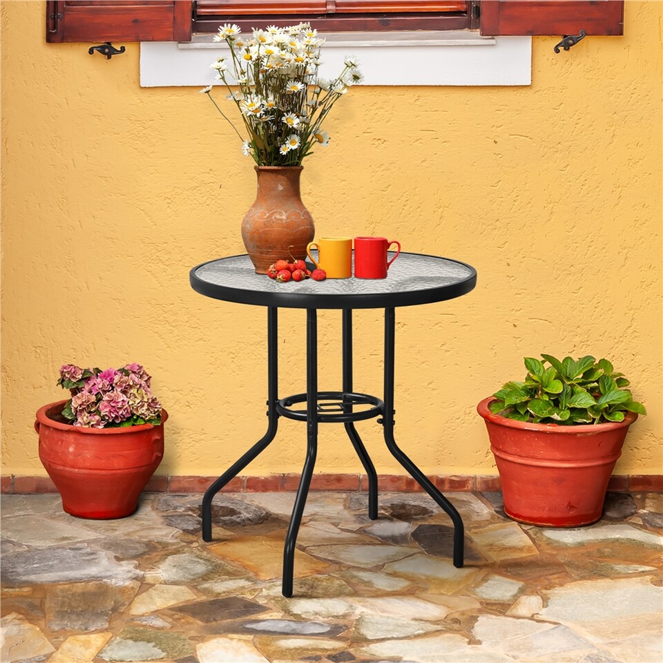 image 1 of Yaheetech 69.5 cm Outdoor Coffee Table-Black | Black | Black | 69.5 cm Dia. x 73 cm H | 1