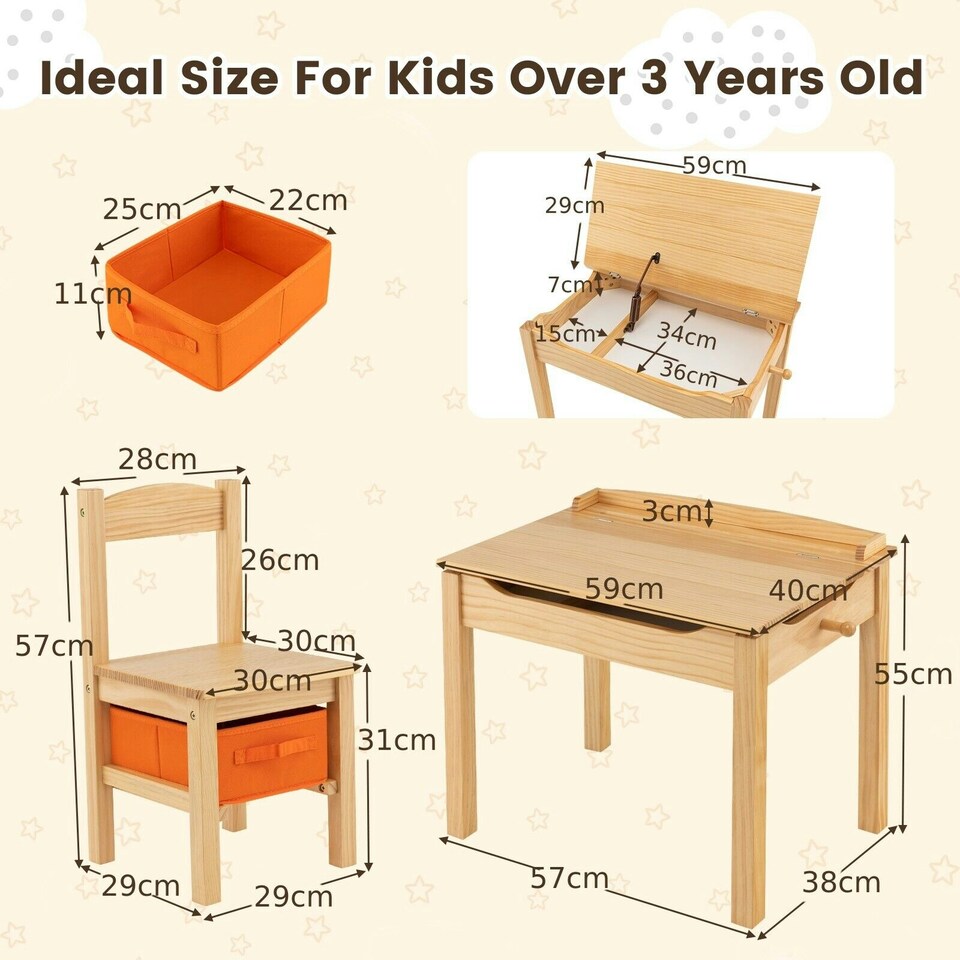 image 1 of COSTWAY Kids Table and Chair Activity Table Set Natural | Multi