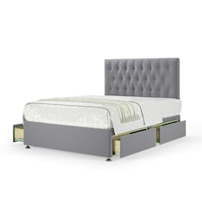 Silver Plush Velvet 4 Drawer Divan Base and Lona Headboard King Size