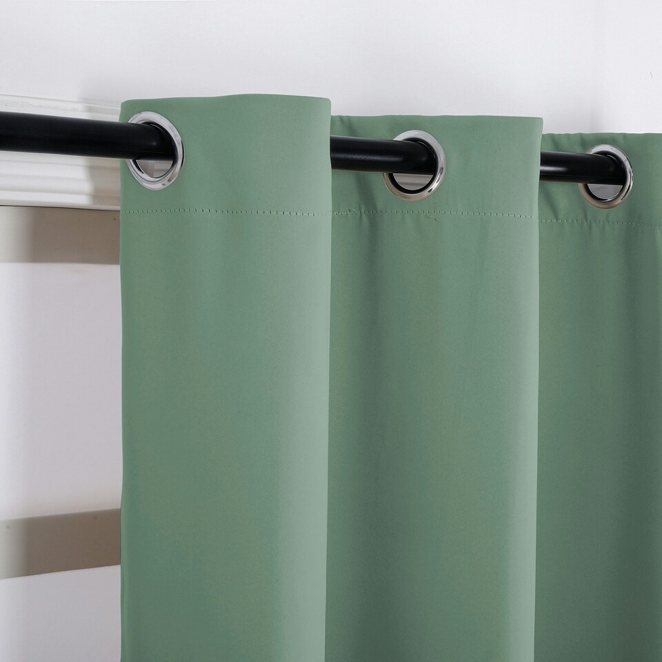 image 1 of Duck Egg Eyelet Curtains - Thermal Blackout Curtains - 46" x 63" Drop - 2 Panel