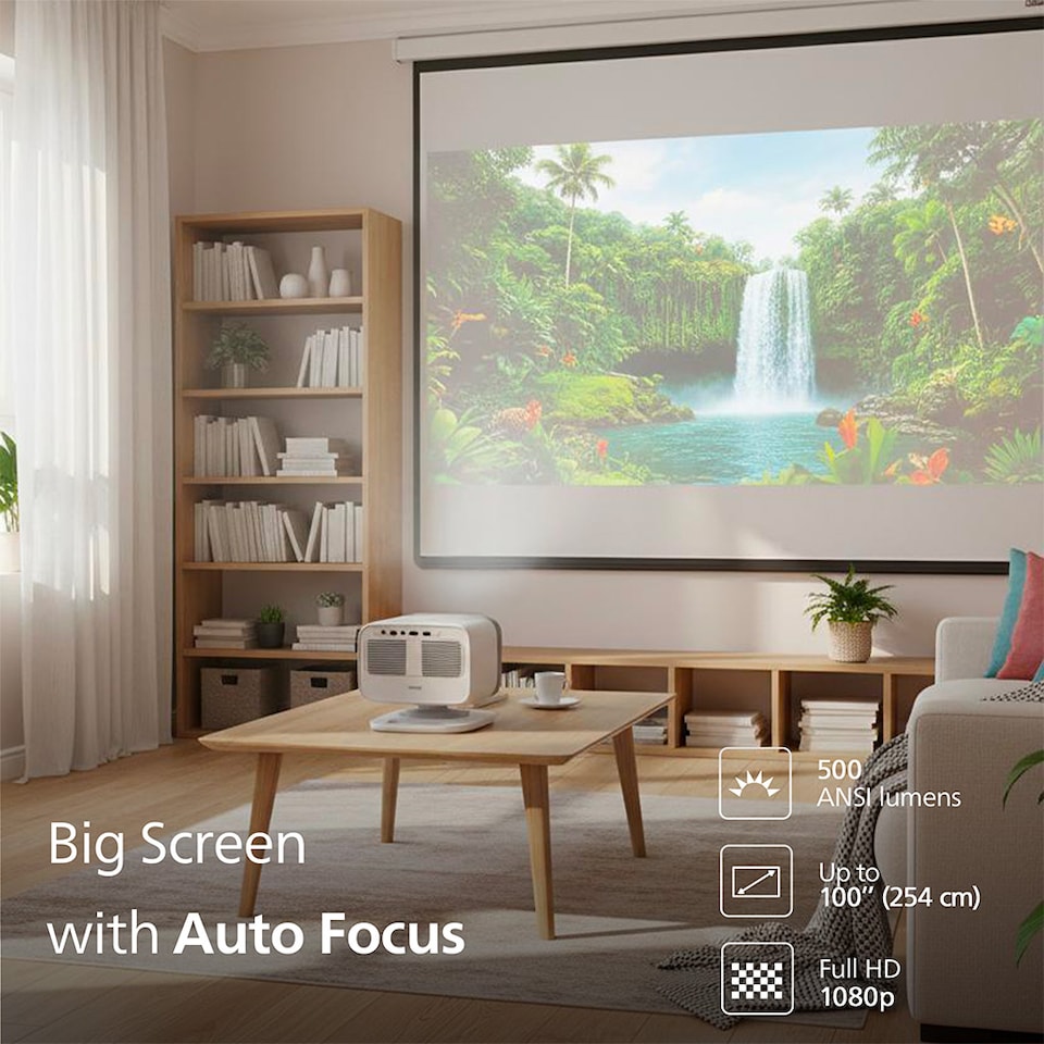 image 1 of Philips NeoPix 444 Projector White- 100", 500 ANSI lumens, LED, 360 degree rotating stand