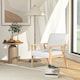 image 2 of HOMCOM Accent Chair with Wood Frame Wide Seat Linen Armchair Cream White