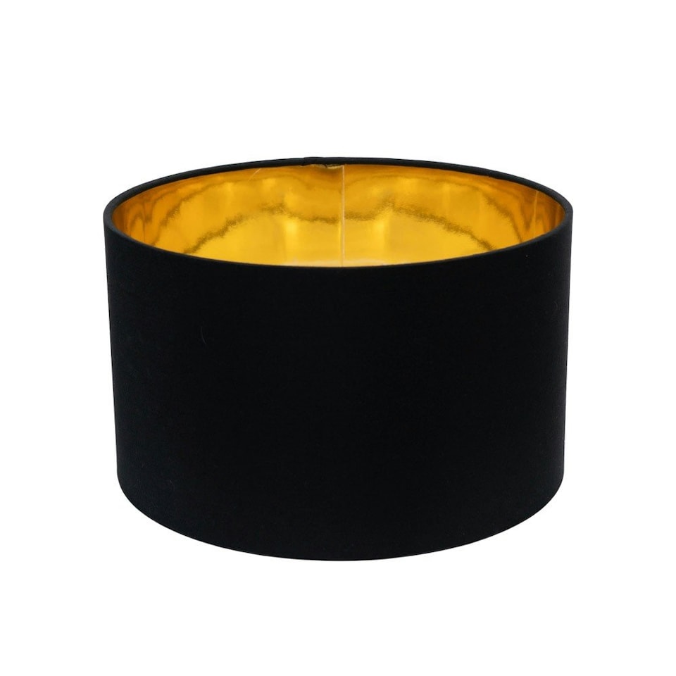 image 1 of ValueLights Reni Black Fabric Gold Inner Lamp Shade & Bulb Black