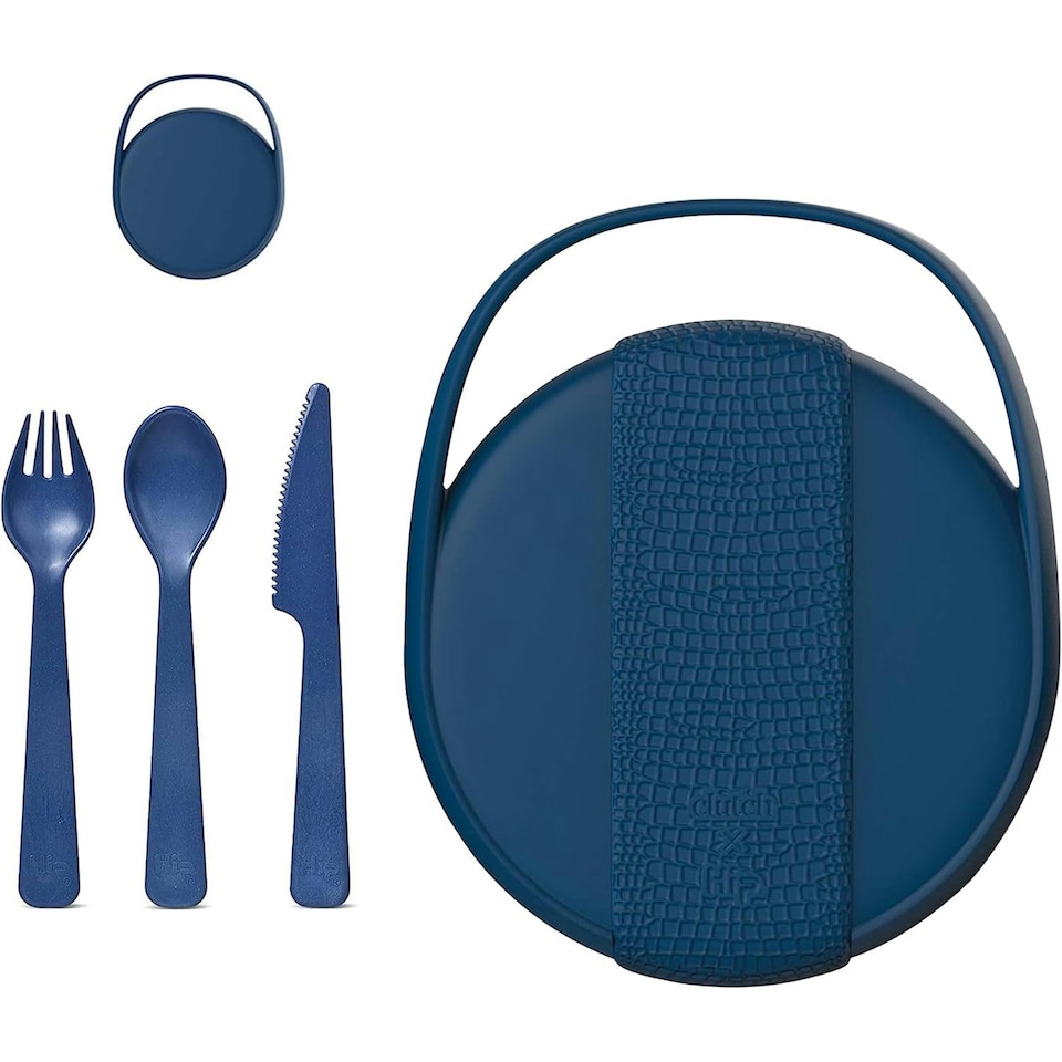 image 1 of Hip Clutch Bag Portable Lunchbox & Cutlery Set - Navy