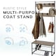 image 6 of House of Home Coat Rack Stand with Shoe Storage Bench 9 Hooks Rustic Light Brown Entrance Hall | Brown | Light Brown