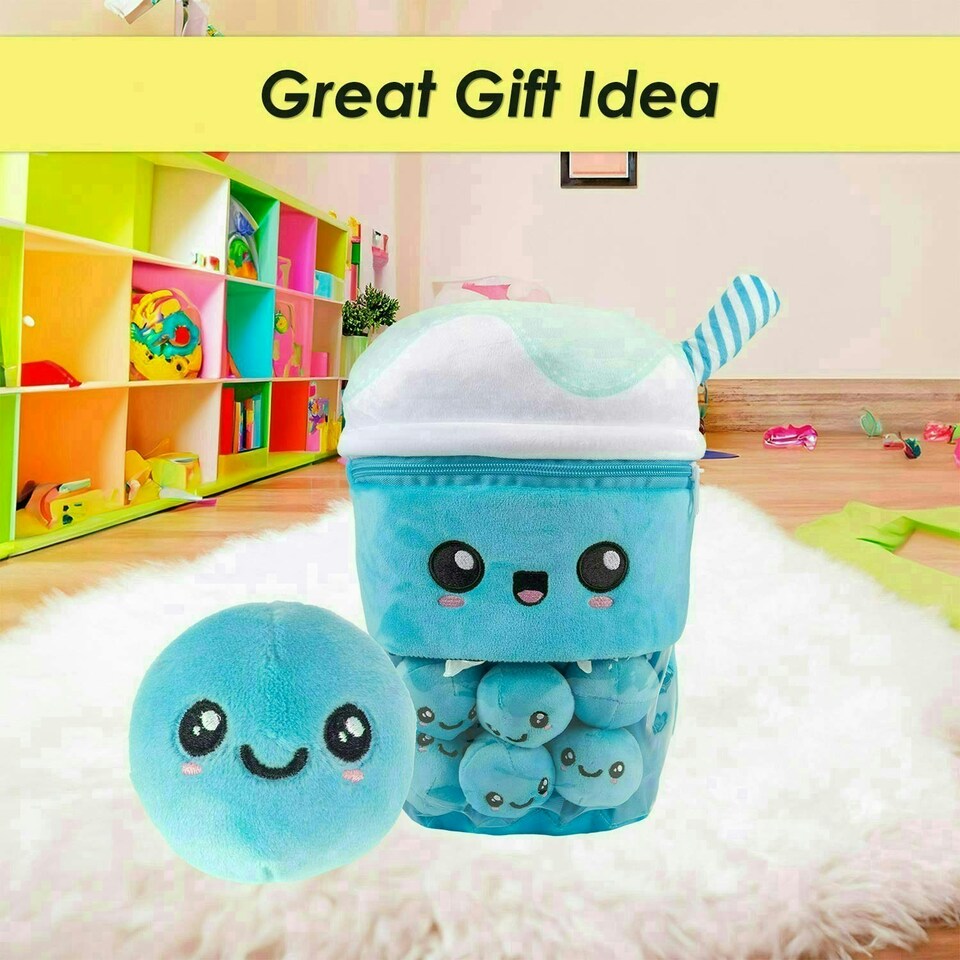 image 1 of Boba Tea Soft Toy Cute Plushie Huggable Cuddly Stuffed Toy Gift 35cm Blue