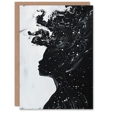 Woman Stars Abstract Portrait White Him Her Birthday Card