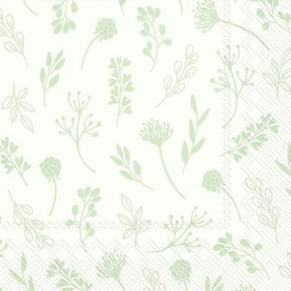 IHR  Tilda White Green Cocktail Napkin 25cm 3ply 20 Pack