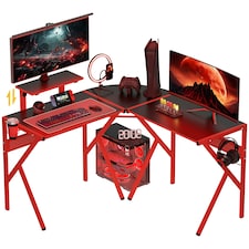 HOMCOM Corner Gaming Desk with Monitor Stand Cup Holder Headphone Hook