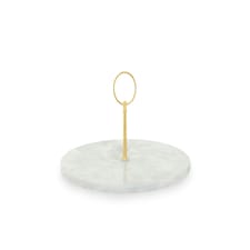 Salerno Grey Marble Cake Stand With Gold Handle Grey