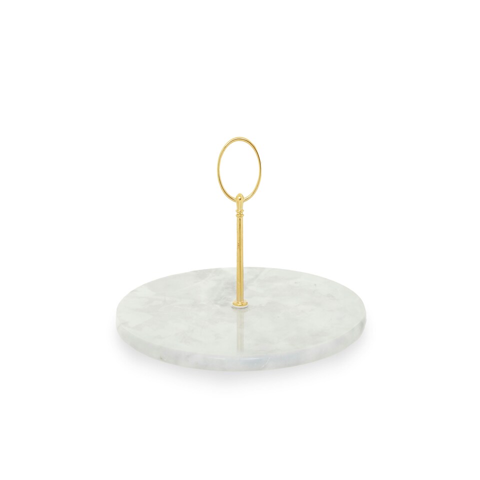 image 1 of Salerno Grey Marble Cake Stand With Gold Handle Grey