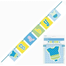 Unique Party Polka Dot Baby Shower Banner - Blue/Yellow/White - One Size