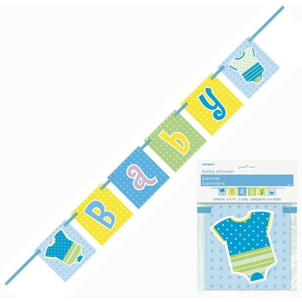 Unique Party Polka Dot Baby Shower Banner - Blue/Yellow/White - One Size