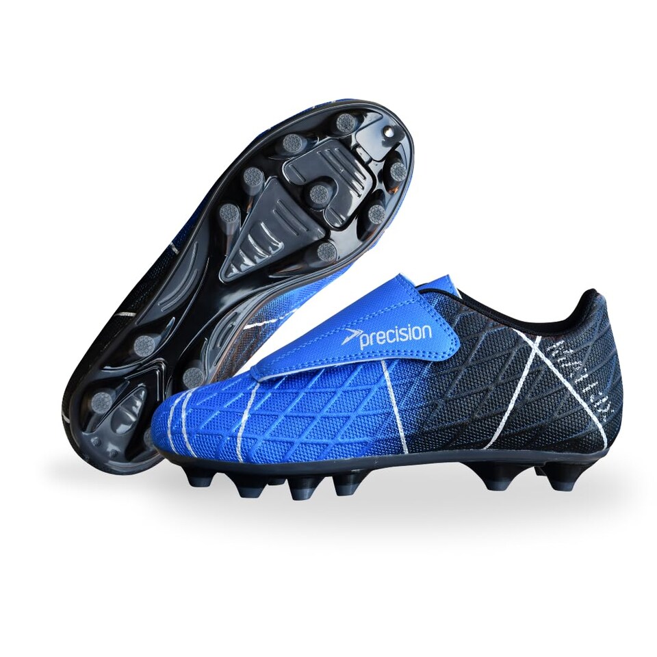 image 1 of Precision Matrix Firm Ground Football Boots, Kids Laceless Secure Fit, Comfortable, Durable, Ideal For Junior Footballers, Blue, Size 10 UK Child