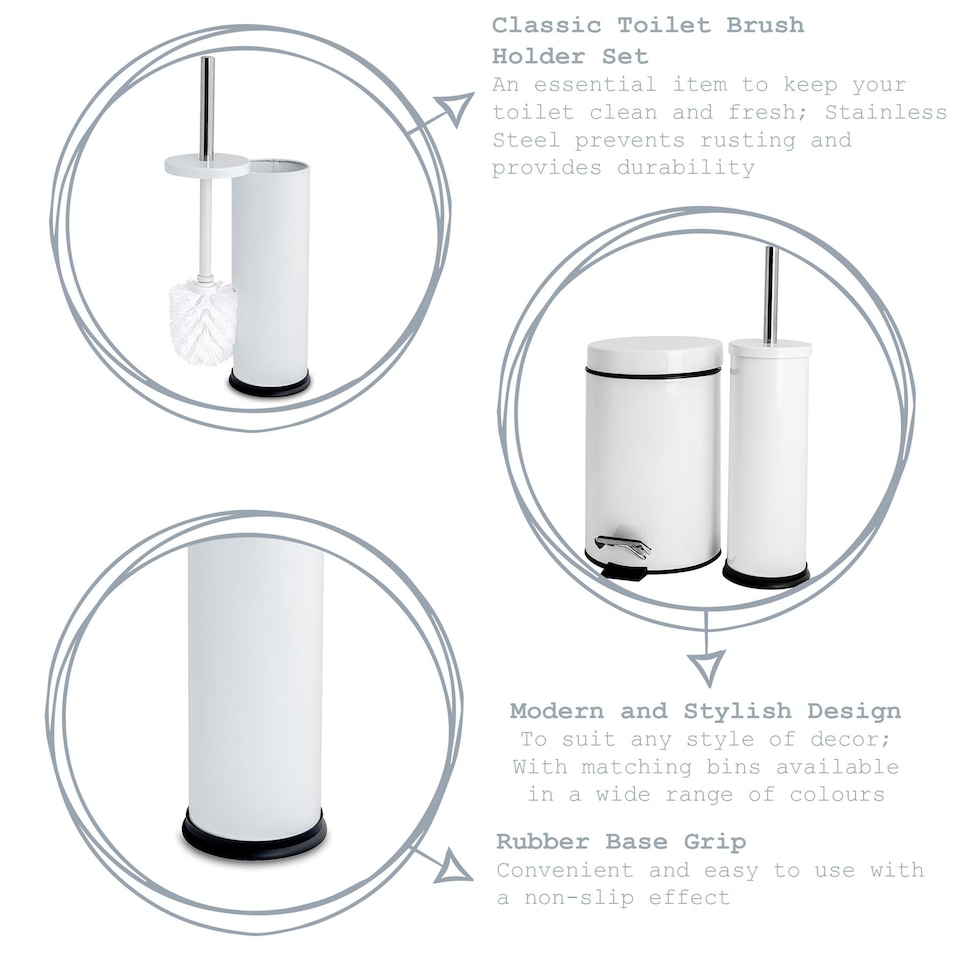 image 1 of Harbour Housewares Round Toilet Brush & Bin Set - Matt Grey | Grey | Grey