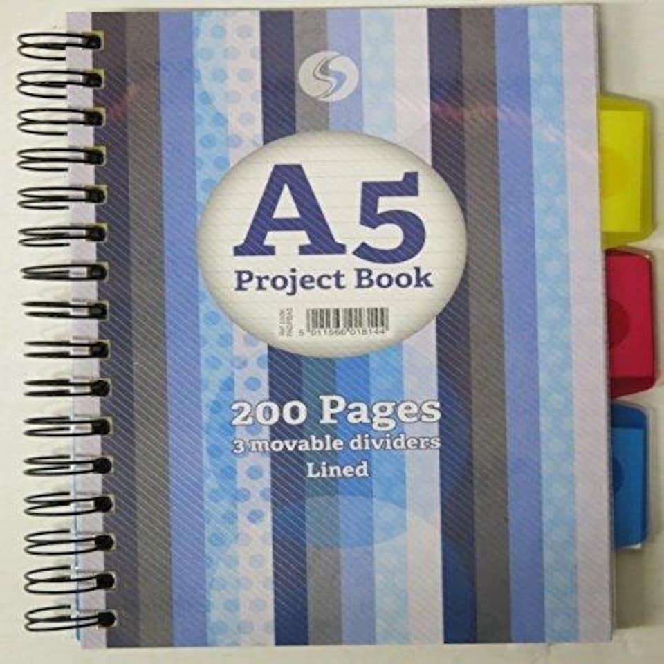 image 1 of Silvine A5 project book 200 pages with 3 part dividers lined spiral book