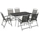 image 1 of Outsunny 7 Pieces Garden Table and Chairs with Tempered Glass Top Grey