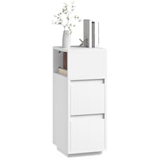 HOMCOM Slim Bedside Table, Narrow Bedside Cabinet with Open Shelf and 2 Drawers, Modern Nightstand for Bedroom, Living Room, White | White | White