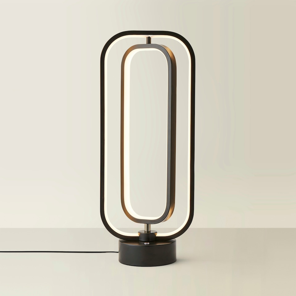 image 1 of ValueLights Infinity Black Adjustable Revolving Integrated LED Table Lamp Black