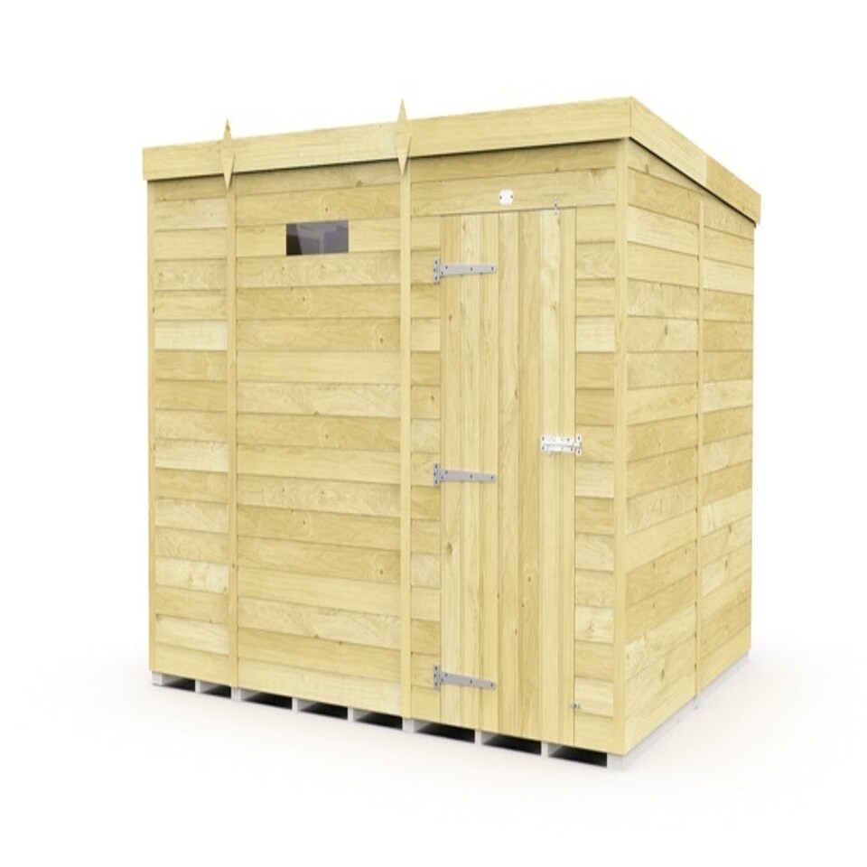 image 1 of 9 x 8 Feet Pent Security Shed - Single Door - Wood - L231 x W276 x H201 cm Brown