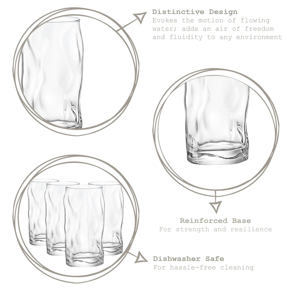 image 1 of Bormioli Rocco Sorgente Highball Glasses - 460ml - Pack of 4 Clear