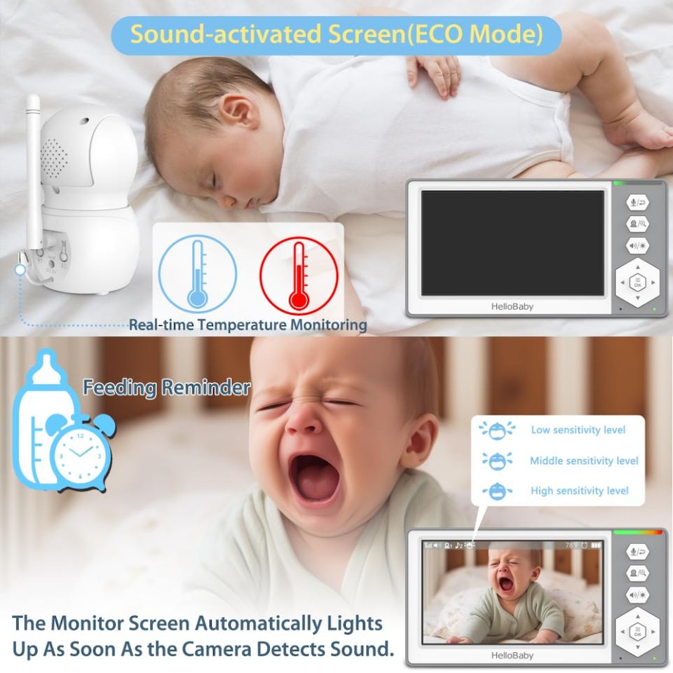 image 1 of HELLOBABY HB6049 4.3 Inch LCD Display Baby Monitor - White
