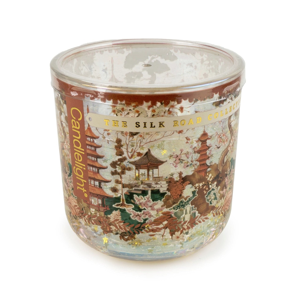 image 1 of The Silk Road Collection Samarkand Moroccan Spice LED Light Up Glitter Candle