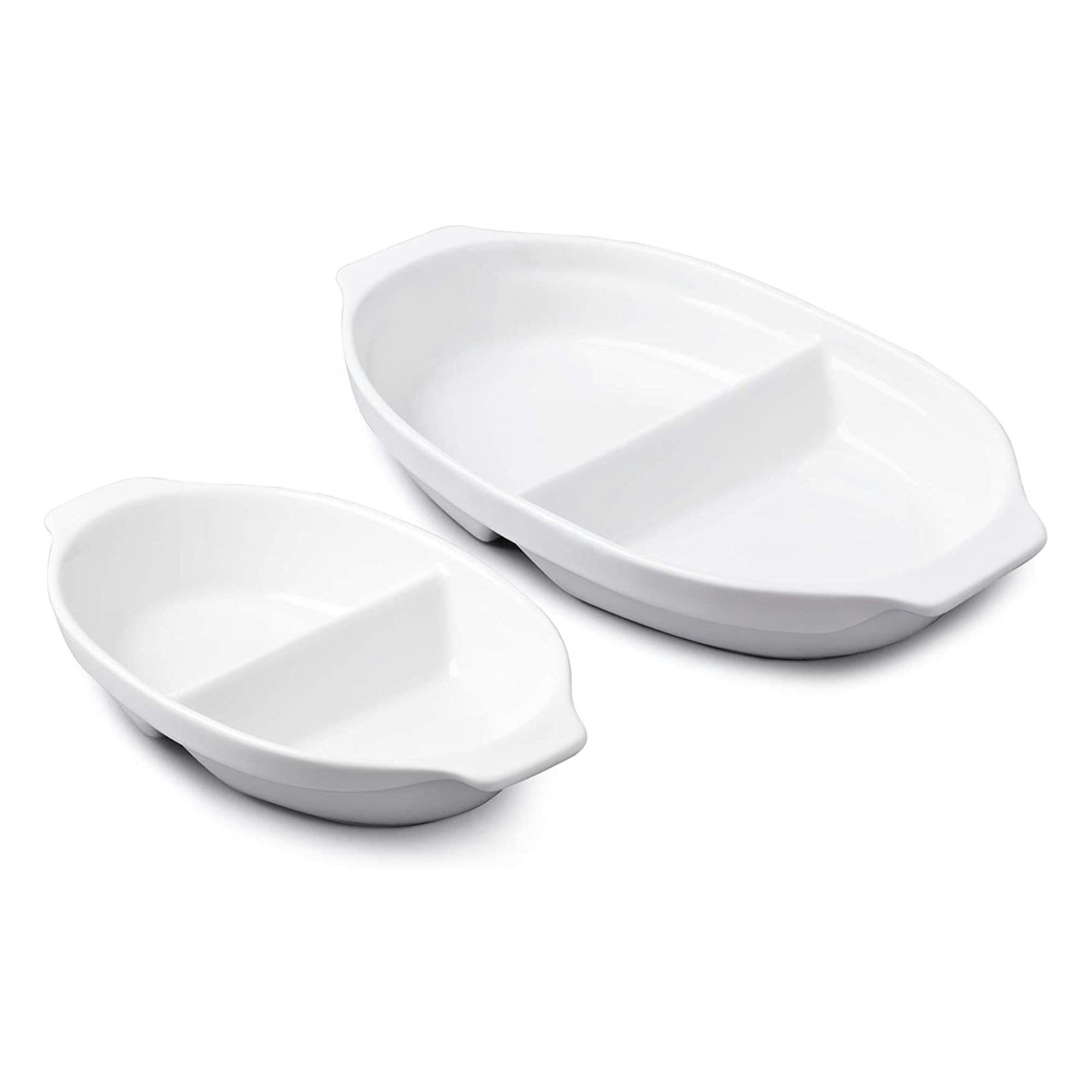 WM Bartleet & Sons Porcelain Divided Dish Set of 2 in White