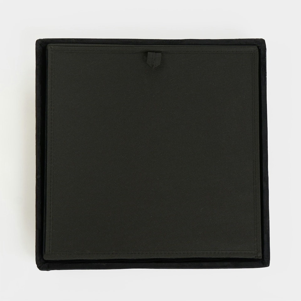 image 1 of OHS Matte Velvet Soft Foldable Cube Footstool Seat Storage Organiser Ottoman Black