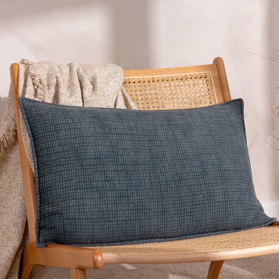 image 1 of Yard Ribble Acid Wash Cushion, Ink, 40 x 60cm