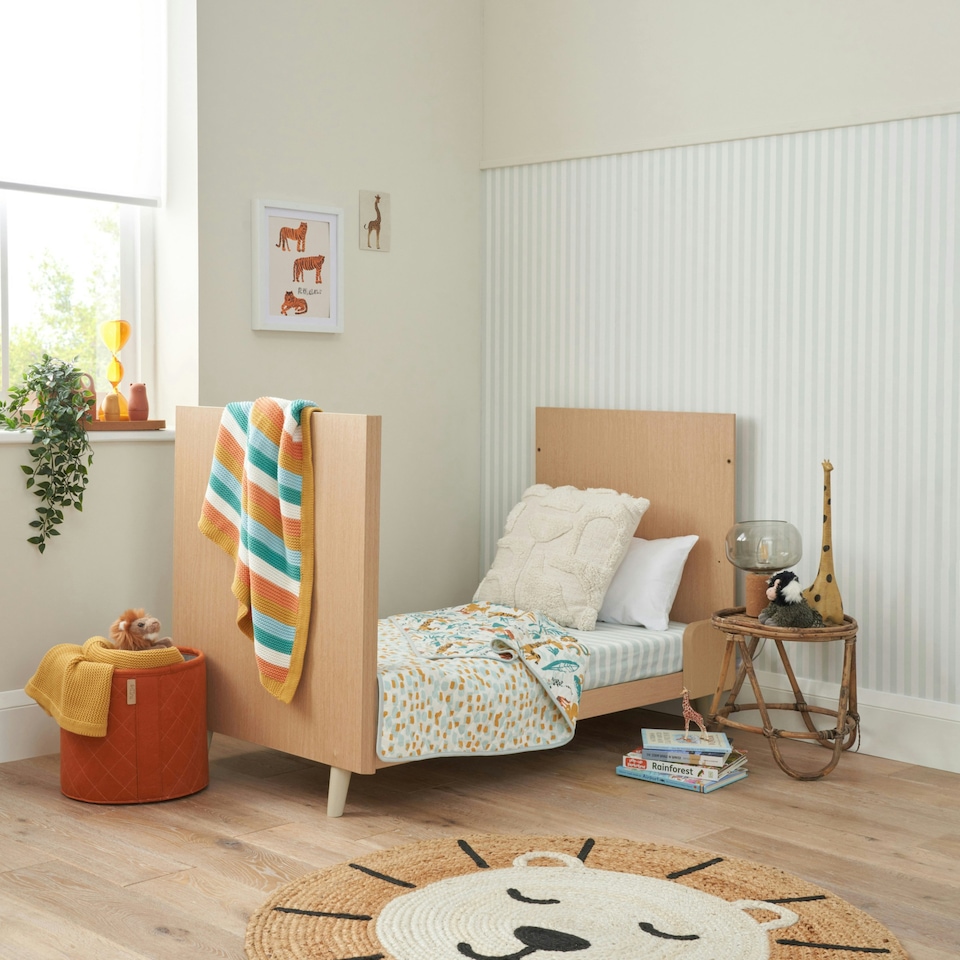 image 1 of Tutti Bambini Fika Mini Cot Bed - Light Oak/White Sand