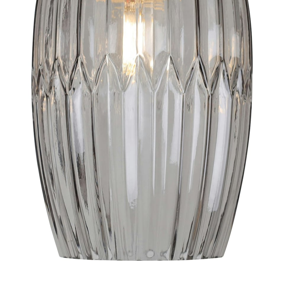 image 1 of Set of 2 Facet - Chrome with Smoke Faceted Glass Pendant Shades Clear | Chrome