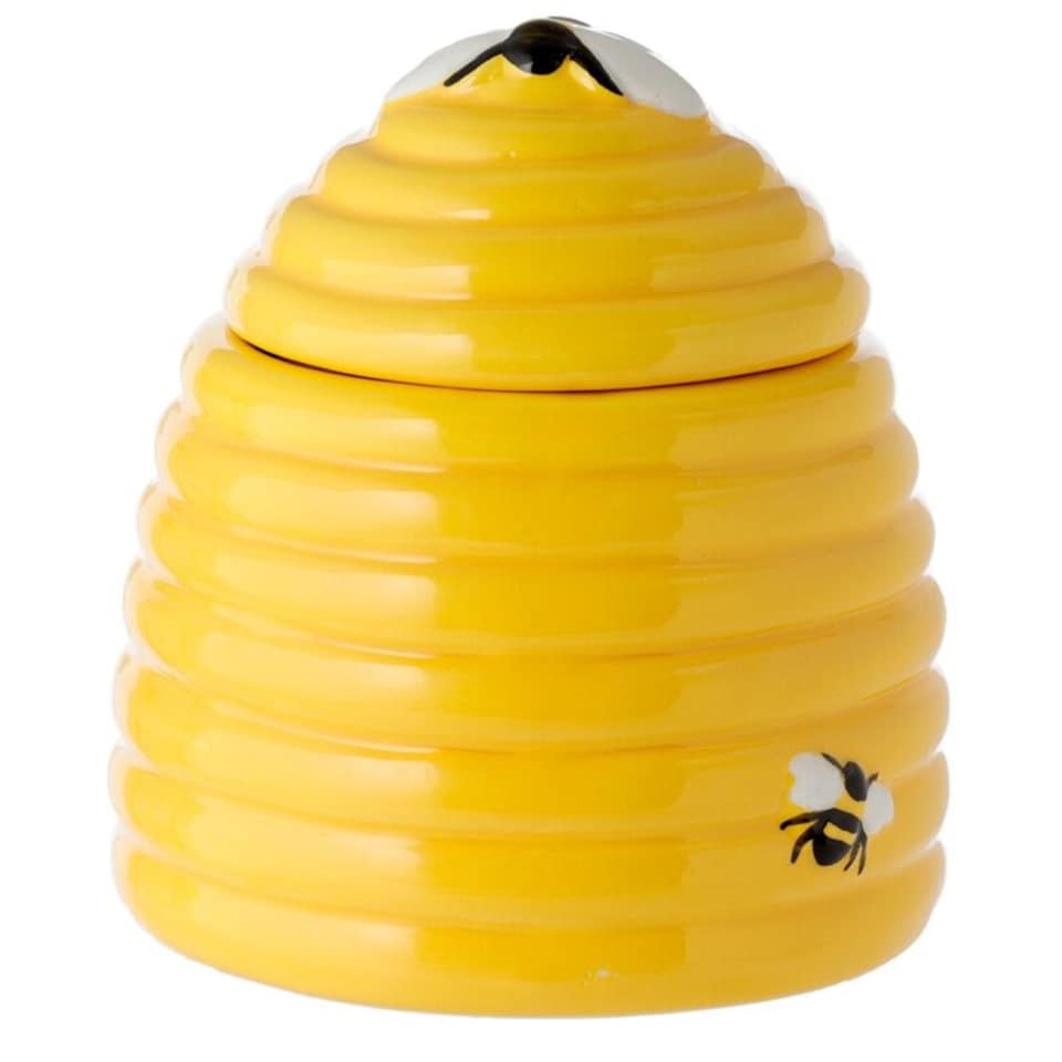 image 1 of Beehive Shaped Ceramic Pot with Lid & Spoon