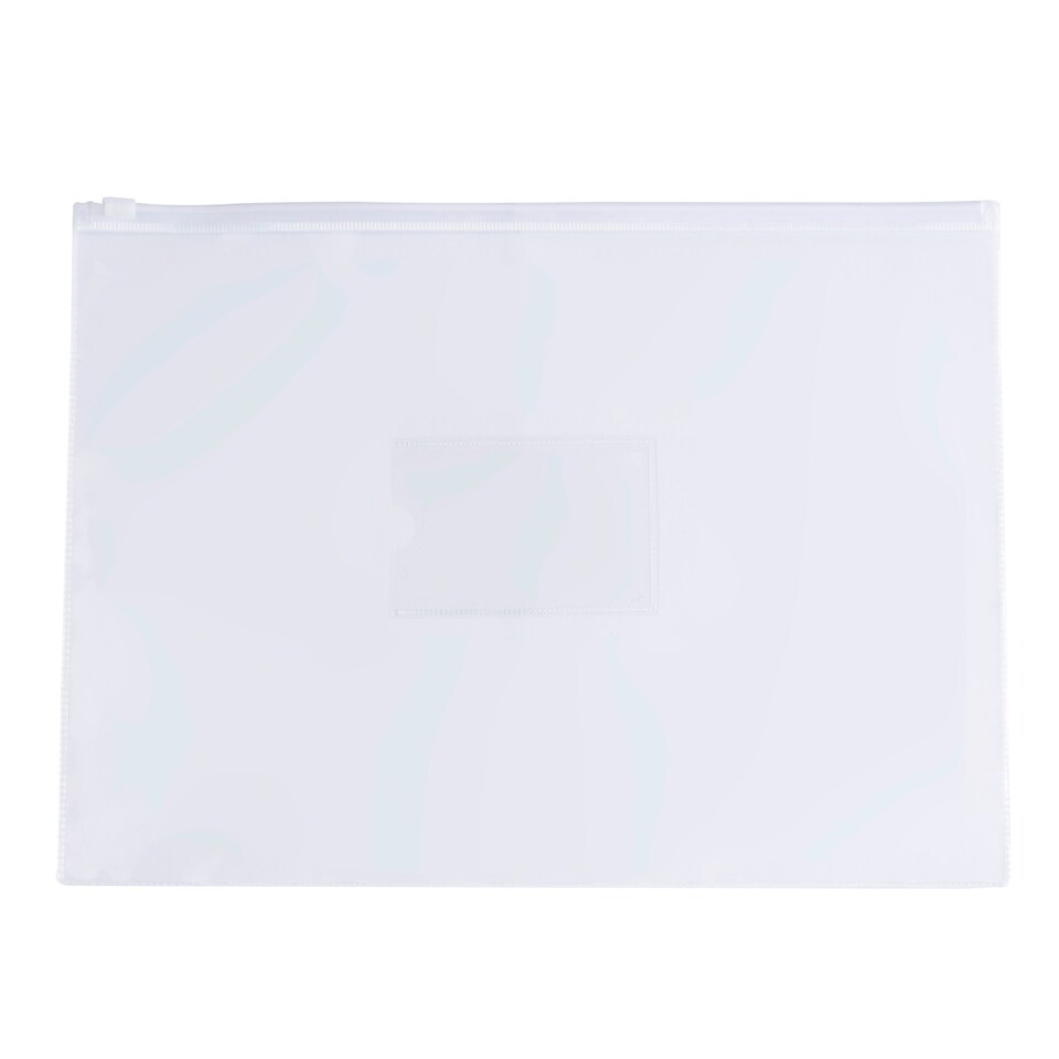 image 1 of Pack of 12 A4 Clear Zippy Bags with White Zip