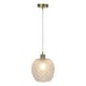 image 2 of First Choice Lighting Set of 2 Baine Clear Textured Glass with Satin Brass Pendant Fittings Bronze | Red
