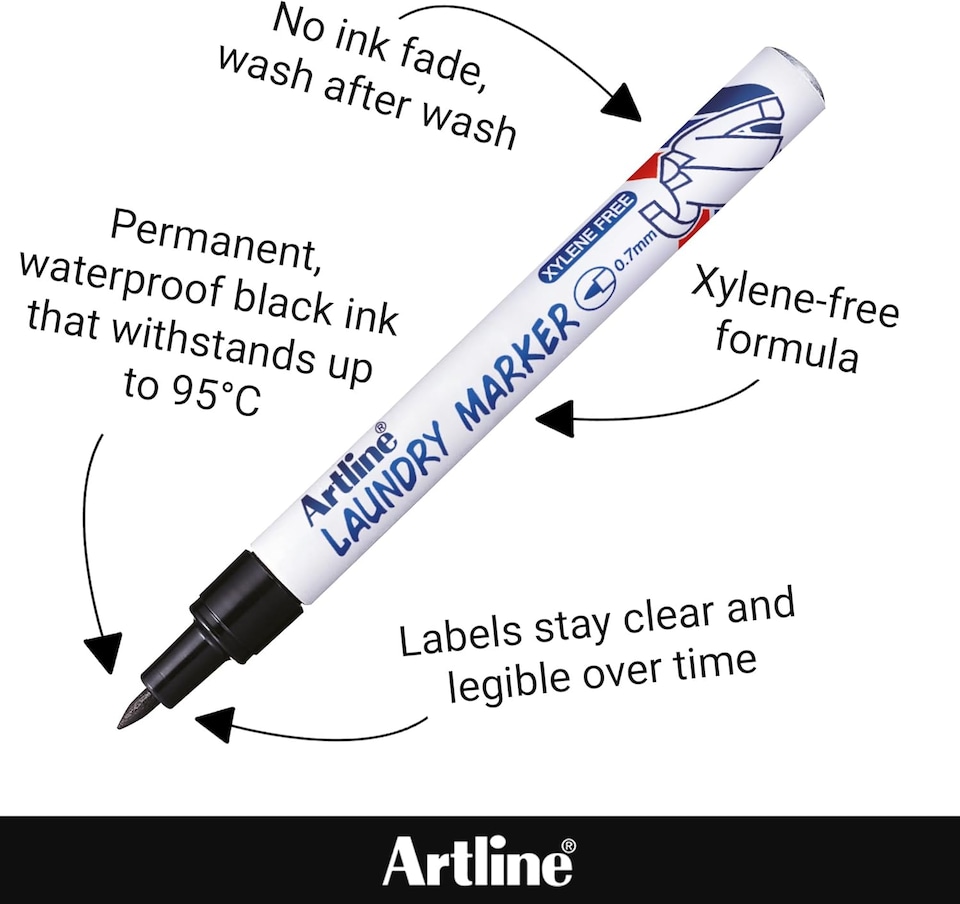 image 1 of Artline Fabric Pens for Clothes Black & White 2 Pack