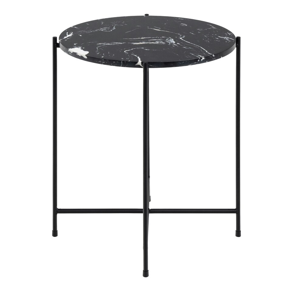 image 1 of Avila Side Table with Black Polished Marble Stone 42x45cm