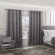 image 4 of Royal Damask Elegant Woven Blackout Eyelet Curtains 116cm x 137cm Silver Grey | Grey