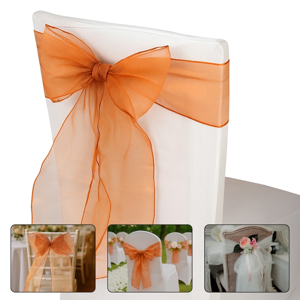 image 1 of 17 x 280cm Organza Chair Sashes, Sheer Sash Ties - 25pcs