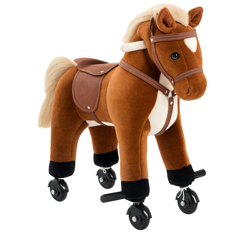 image 1 of HOMCOM Rocking Horse Ride on Rocker Children Plush Toy Wooden Horse Sound