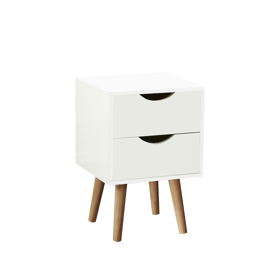 image 1 of Bedside Table Nightstand Compact Design White | 2 Drawer