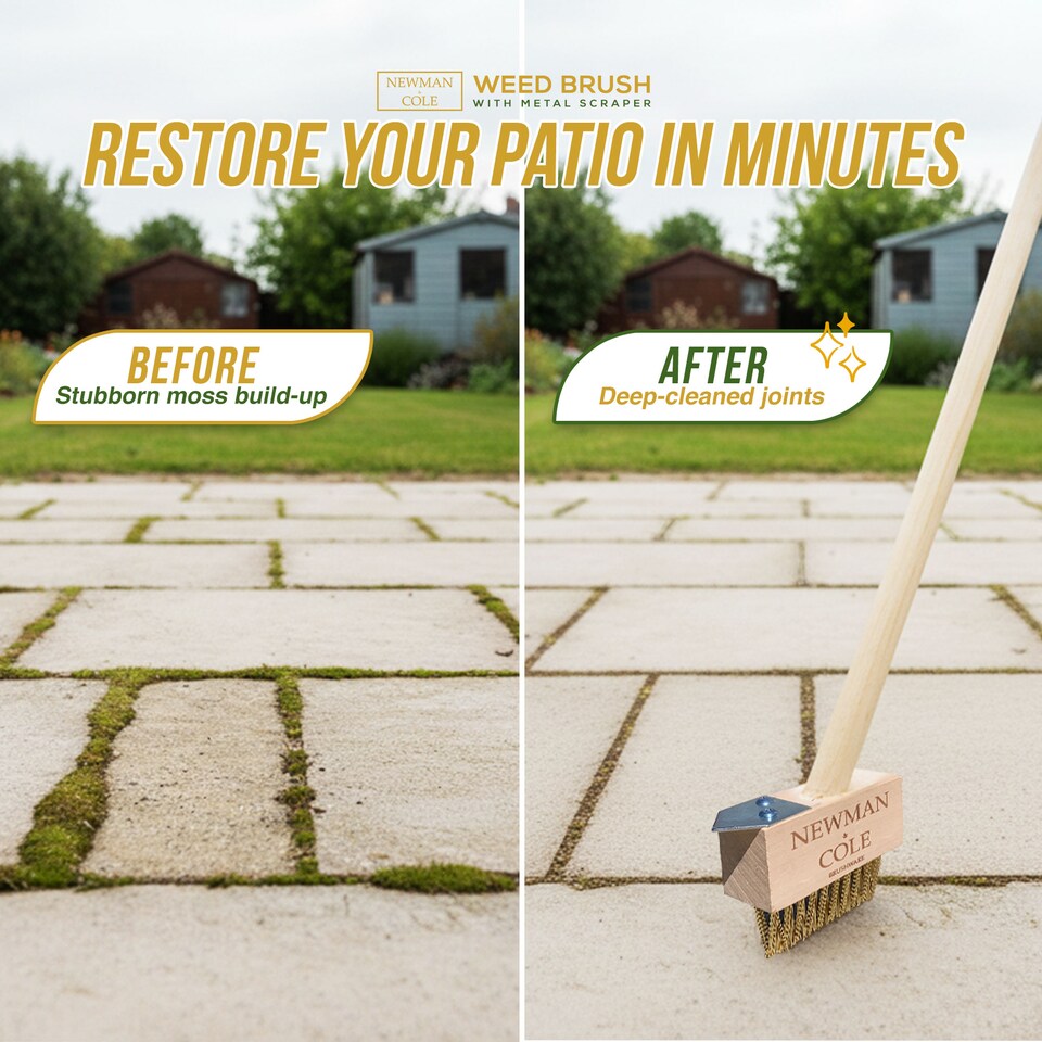 image 1 of Long Handle 120cm Patio Weed Brush & Paving Scraper Tool