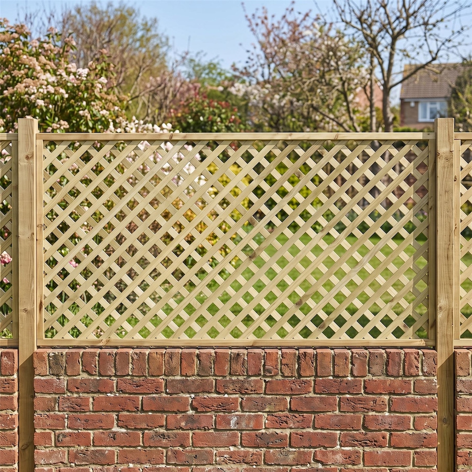 image 1 of Urban Diamond Wooden  W:6ft x H:3ft Trellis Heavy Duty Fence Topper Panel (Pack of 5)
