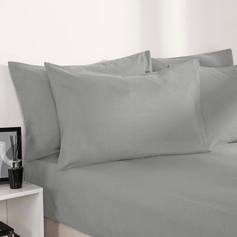 image 1 of OHS Plain Soft Microfibre 30cm Deep Fitted Bed Sheet, Single - Grey