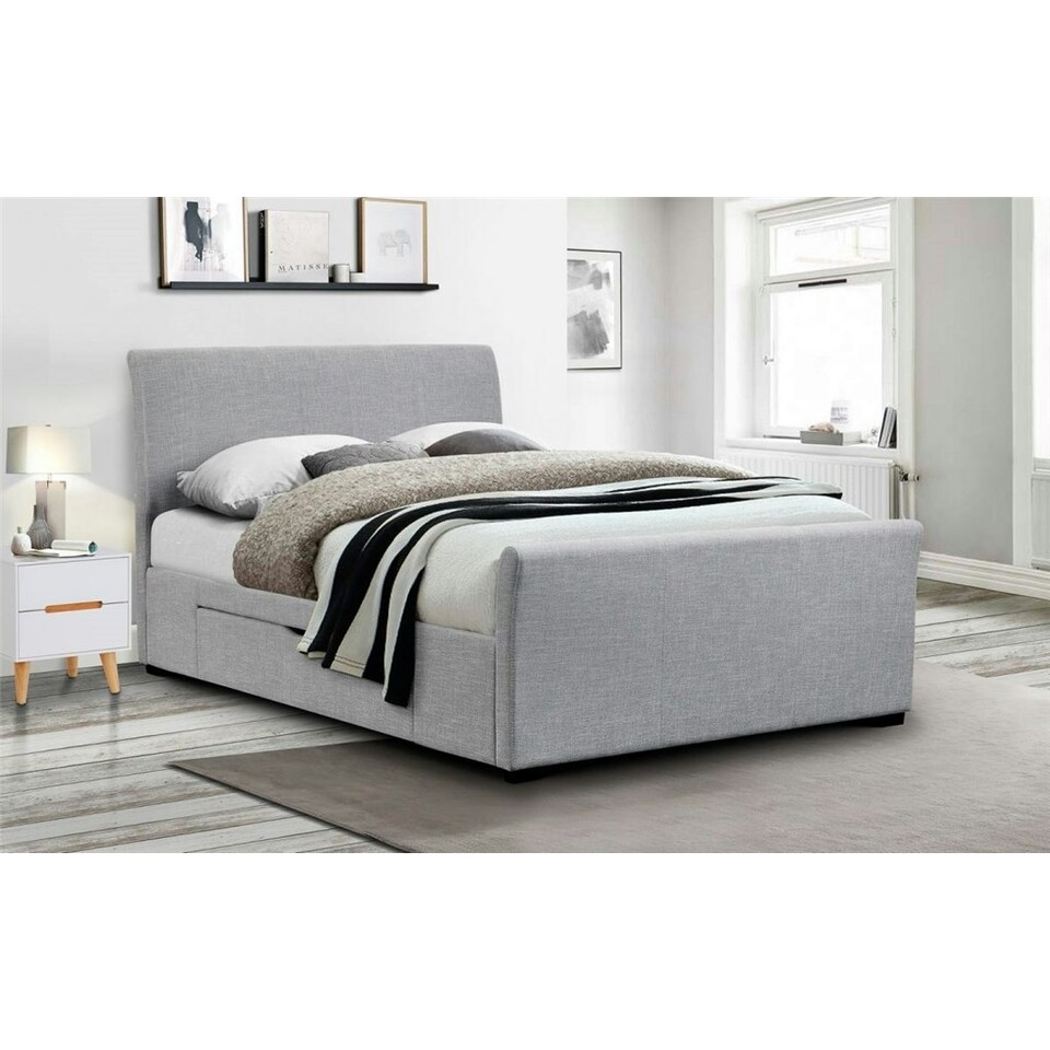 image 1 of Light Grey Fabric Bed Frame - Double 4'6" (135cm)