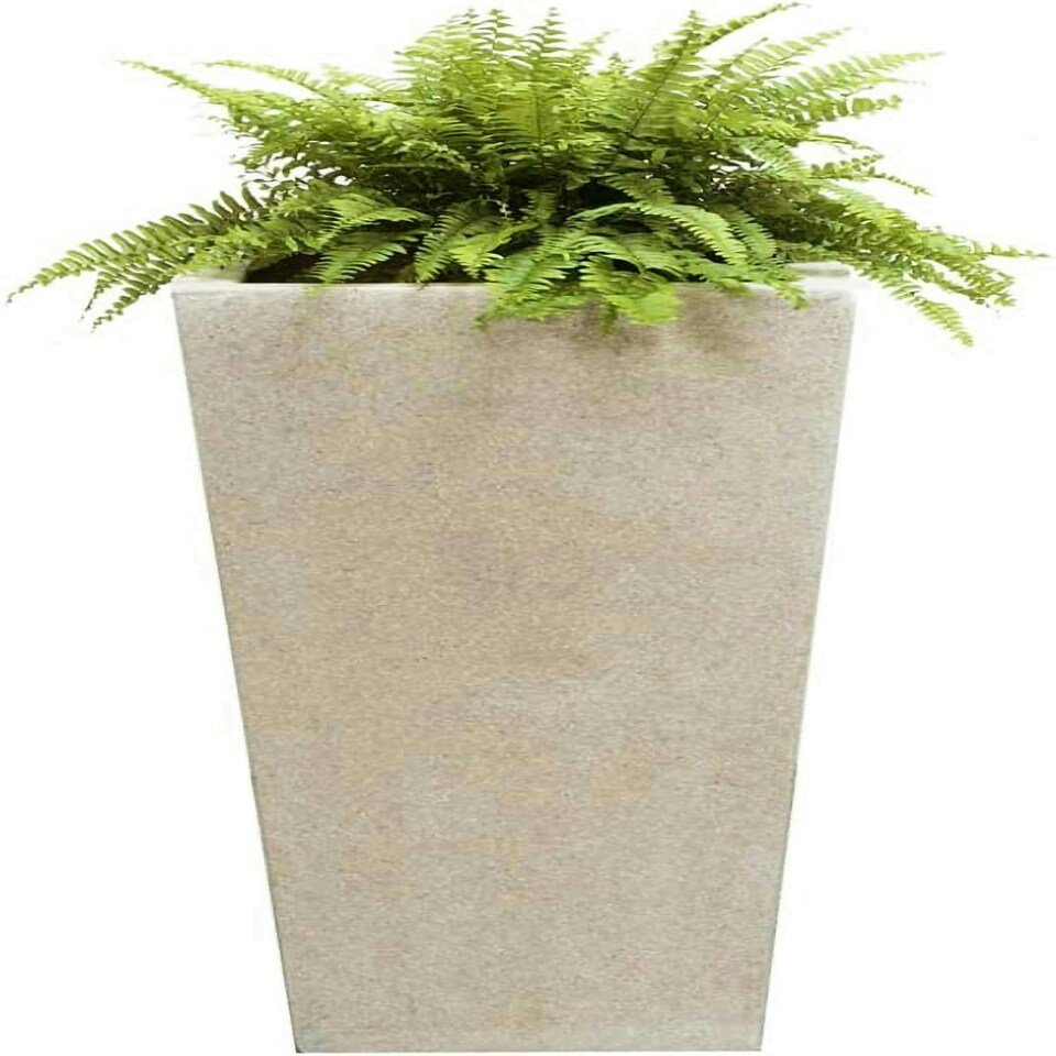 image 1 of Primrose White Polyterrazzo Tall Flared Square Indoor Outdoor Planter 91cm