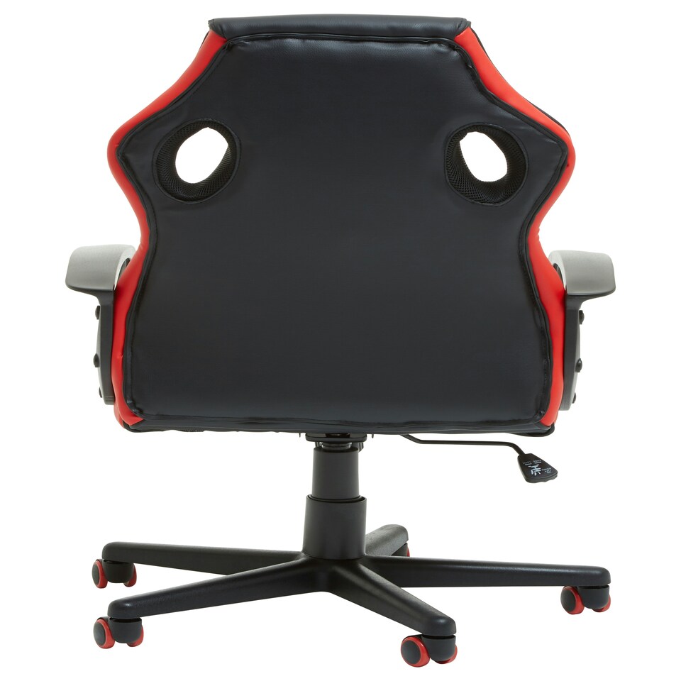 image 1 of Interiors By Premier Ergonomic Black And Red Pu Home Office Chair, Comfortable Work From Home Chair, Movable Ergonomic Chair